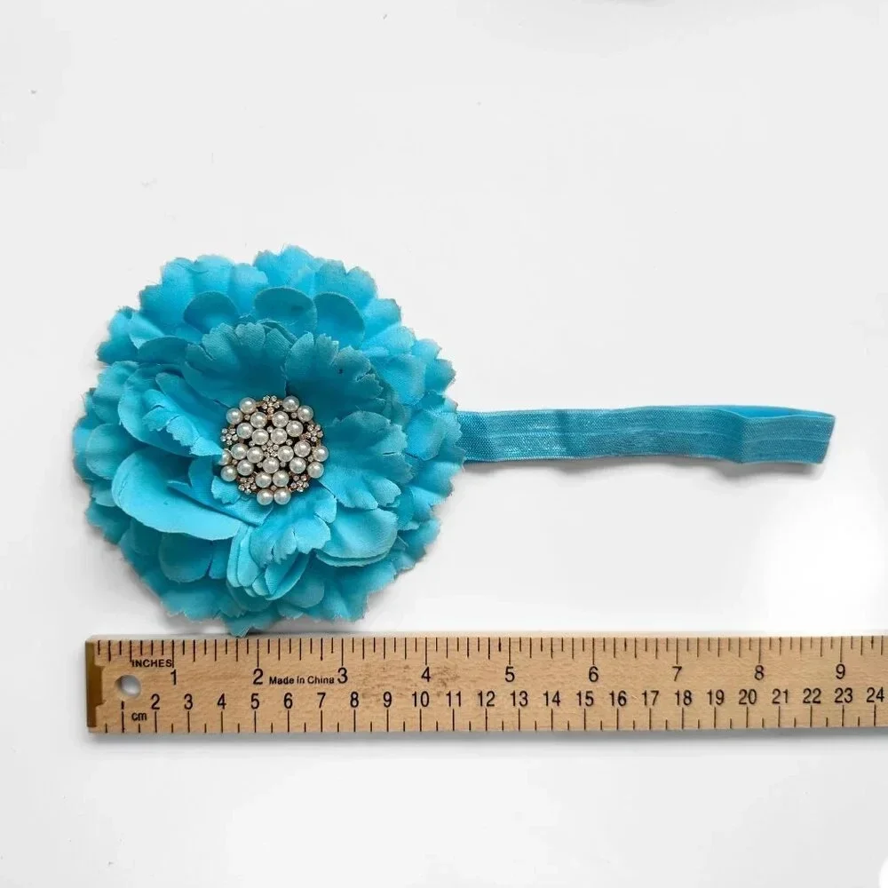 NWT Pretty Vintage Inspired Girls Headband Hair Floral Beaded Aqua Marine OS